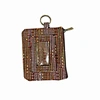 Brown double-layer id card wallet,personalized customization of fabrics and prints key card case,card walkets for women.